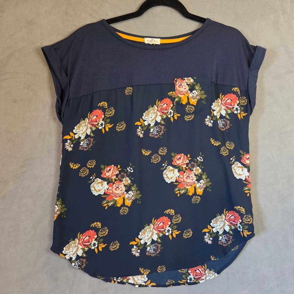 Mason & Belle Floral Top Women's Size Medium Boho Cottagecore Casual Office
